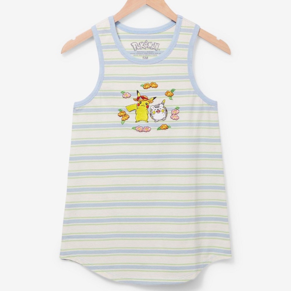 Pokémon Pikachu & Togedemaru Floral‎ Striped Women’s Tank Top Boxlunch Exclusive